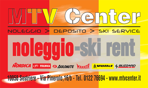 Biglietto da visita di MTV Center, Noleggio e deposito sci, Sestriere