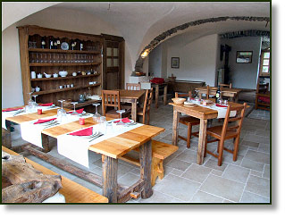 Sala da pranzo dell’agriturismo